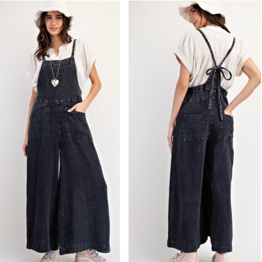 Easel Charcoal Jumpsuit with Pockets - Picture 2 of 7
